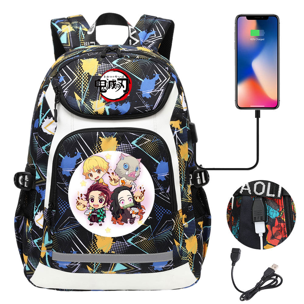 Demon Slayer Kimetsu No Yaiba Backpack School Notebook Travel Bags With USB