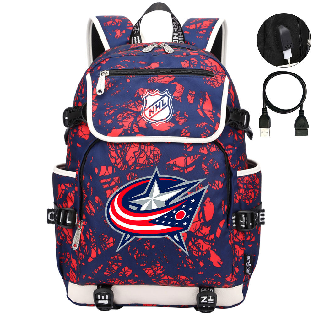 Columbus Blue Jackets Hockey League Backpack School Notebook Travel Bag