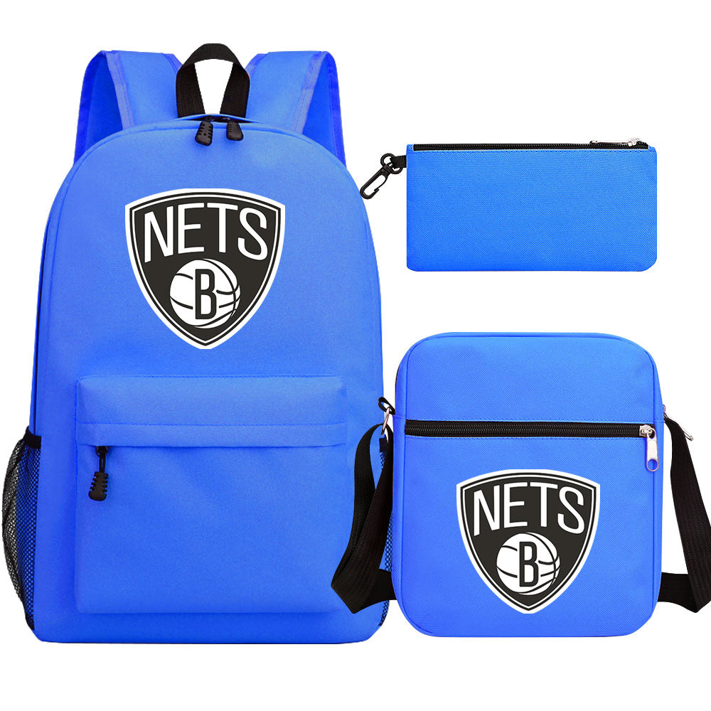 Brooklyn Nets Basketball School Backpack Shoulder Bag Pencil Bags 3pcs Set