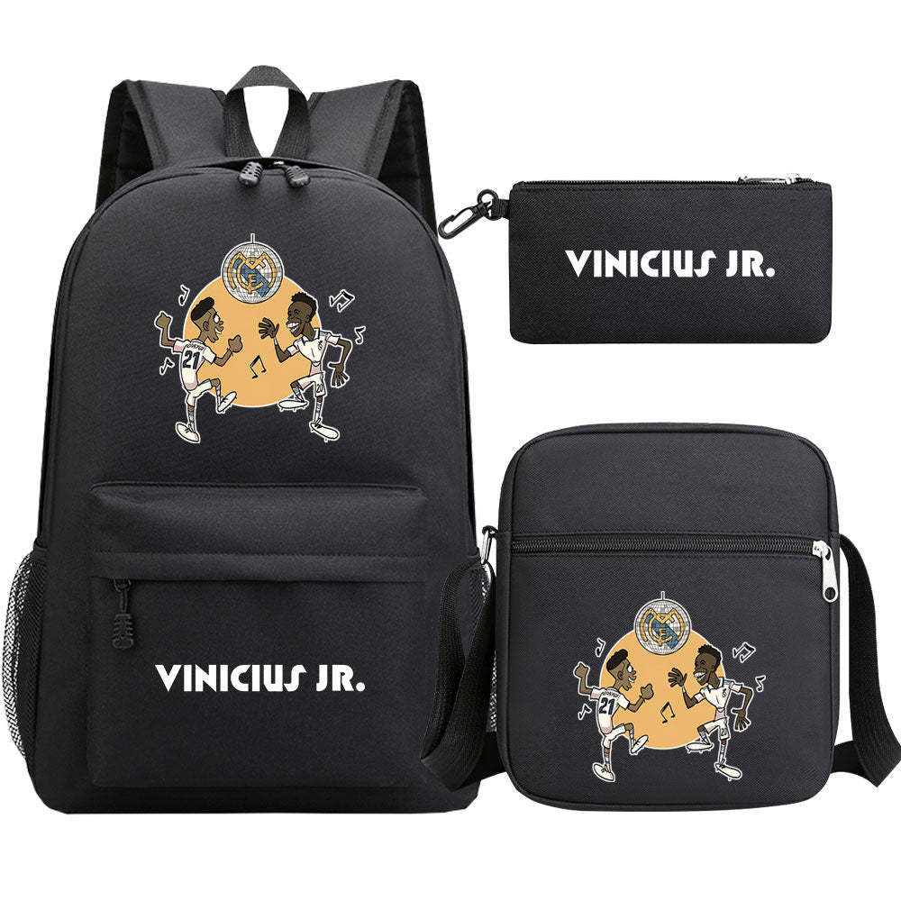 Vinicius Junior Football Player School Backpack Shoulder Bag Pencil Bags 3pcs Set