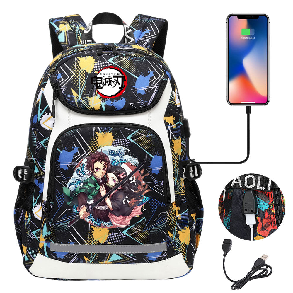Demon Slayer Kimetsu No Yaiba Backpack School Notebook Travel Bags With USB