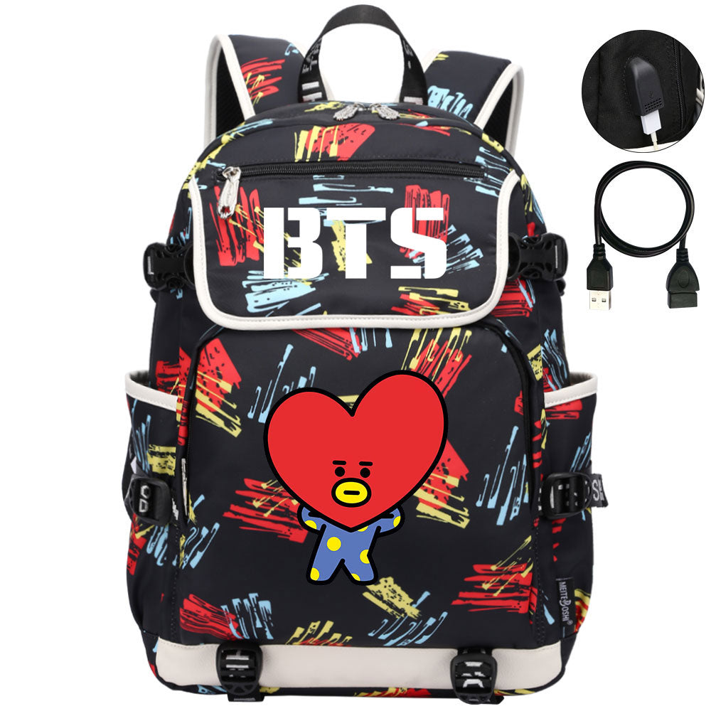 BTS TATA Backpack School Notebook Travel Bags