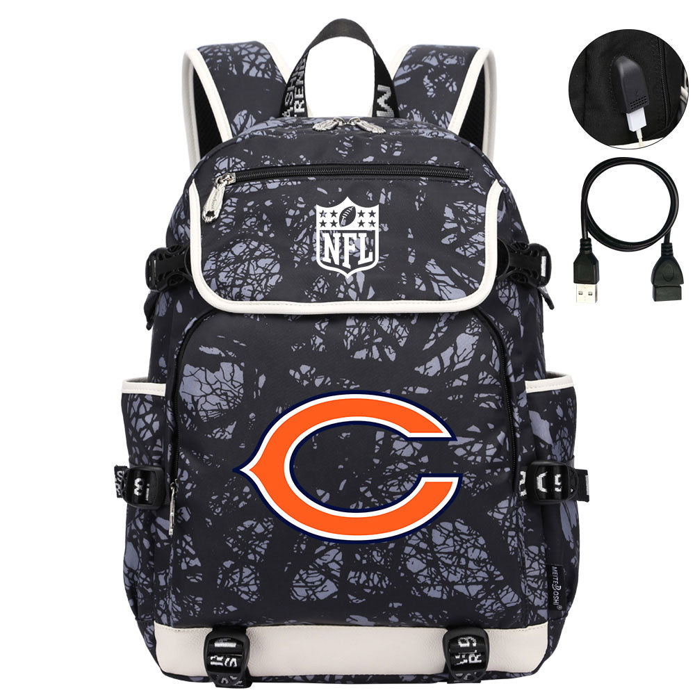 Chicago Bears Football Team Rugby Backpack School Notebook Travel Bag