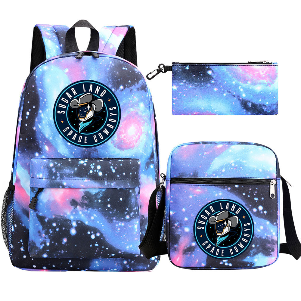 Sugar Land Space Cowboys Baseball School Backpack Shoulder Bag Pencil Bags 3pcs Set