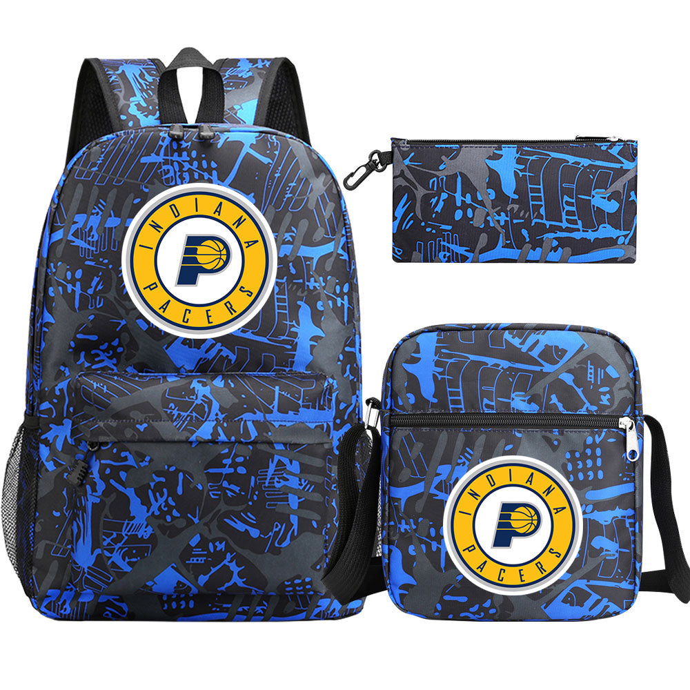 Indiana Pacers Basketball School Backpack Shoulder Bag Pencil Bags 3pcs Set