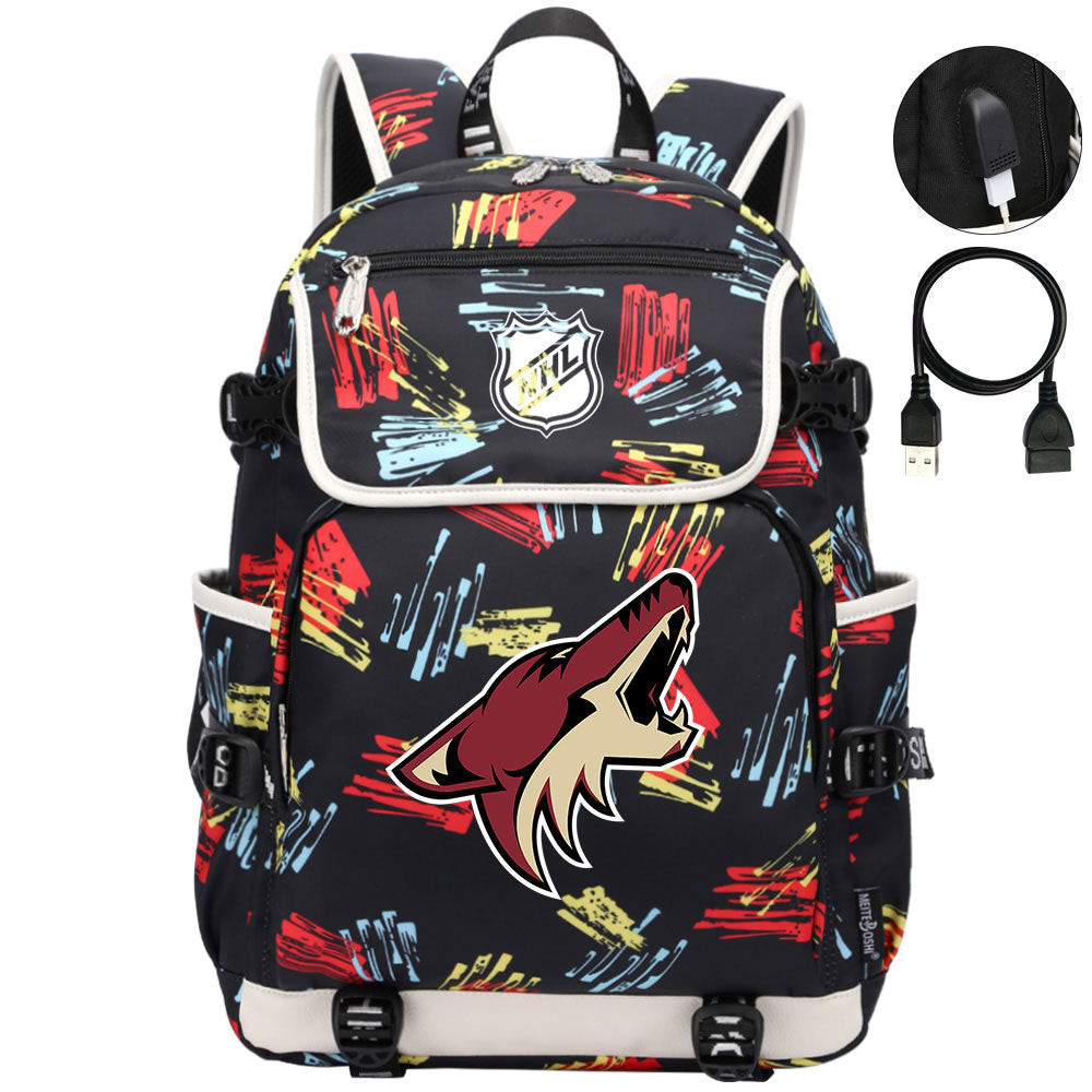 Arizona Coyotes Hockey Team Backpack School Notebook Travel Bags