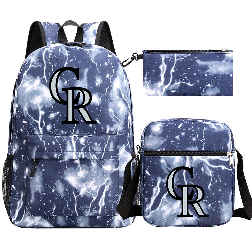 Colorado Rockies Baseball School Backpack Shoulder Bag Pencil Bags 3pcs Set