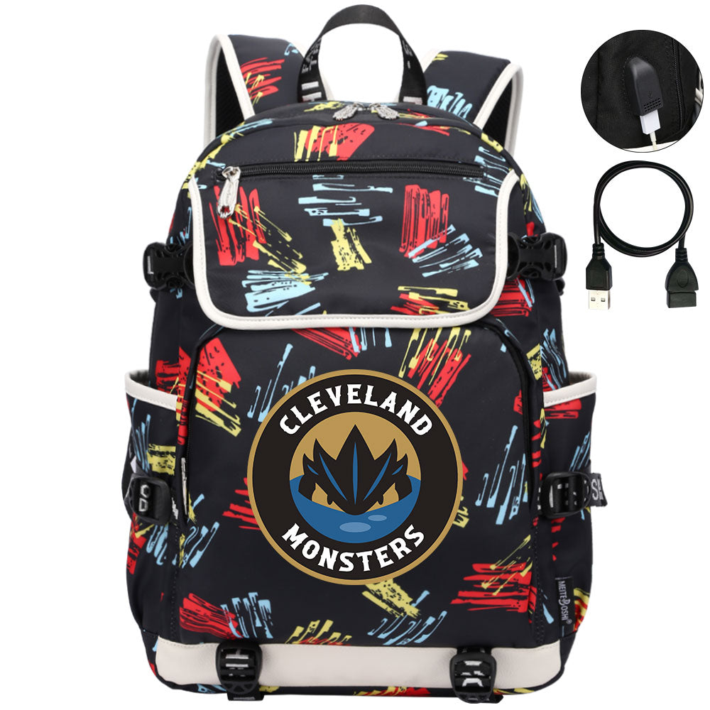Cleveland Monsters Hockey League Backpack School Notebook Travel Bag