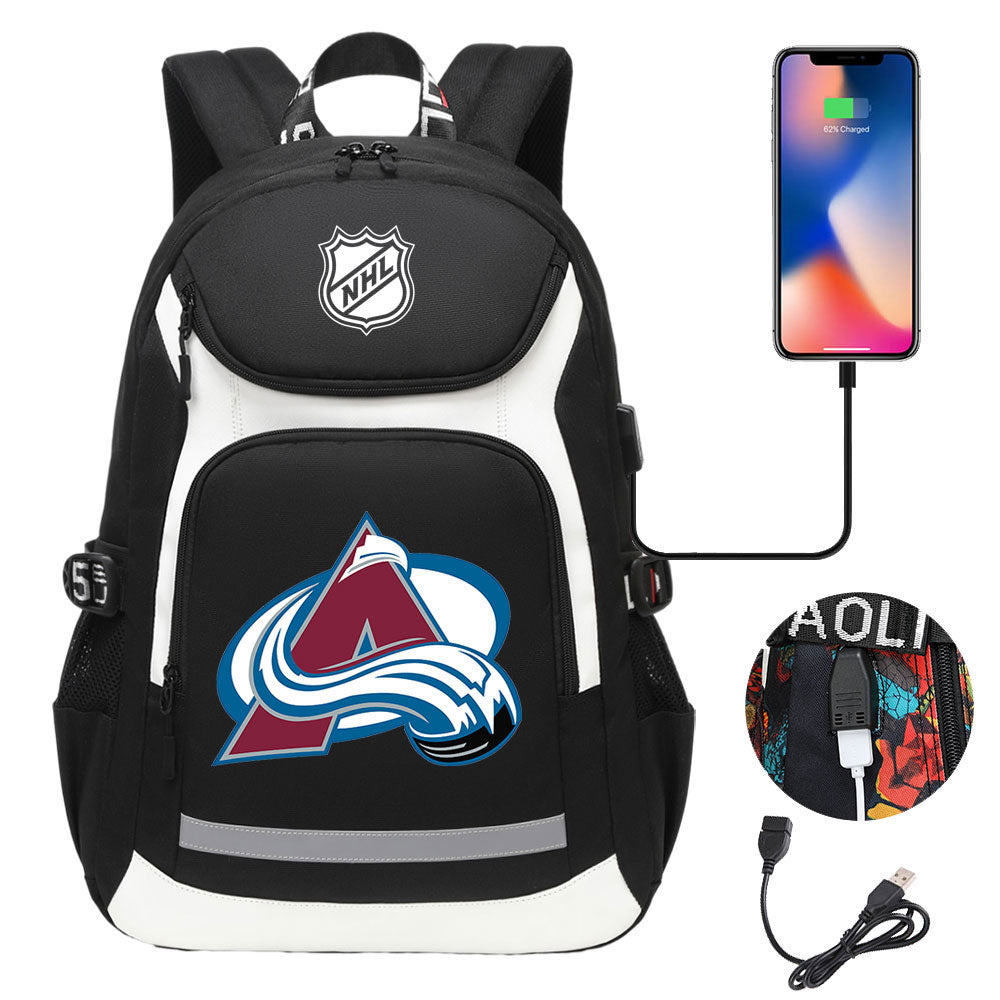 Colorado Avalanche Hockey League Backpack School Notebook Travel Bags With USB
