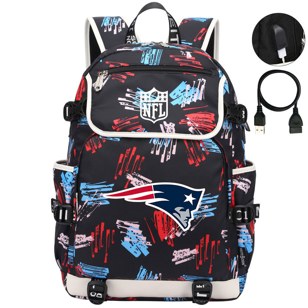 New England Patriots Football Rugby Backpack School Notebook Travel Bags