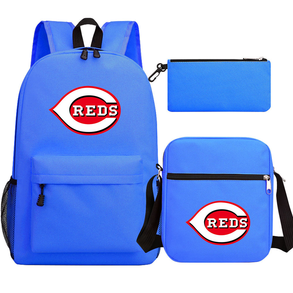 Cincinnati Reds Baseball School Backpack Shoulder Bag Pencil Bags 3pcs Set