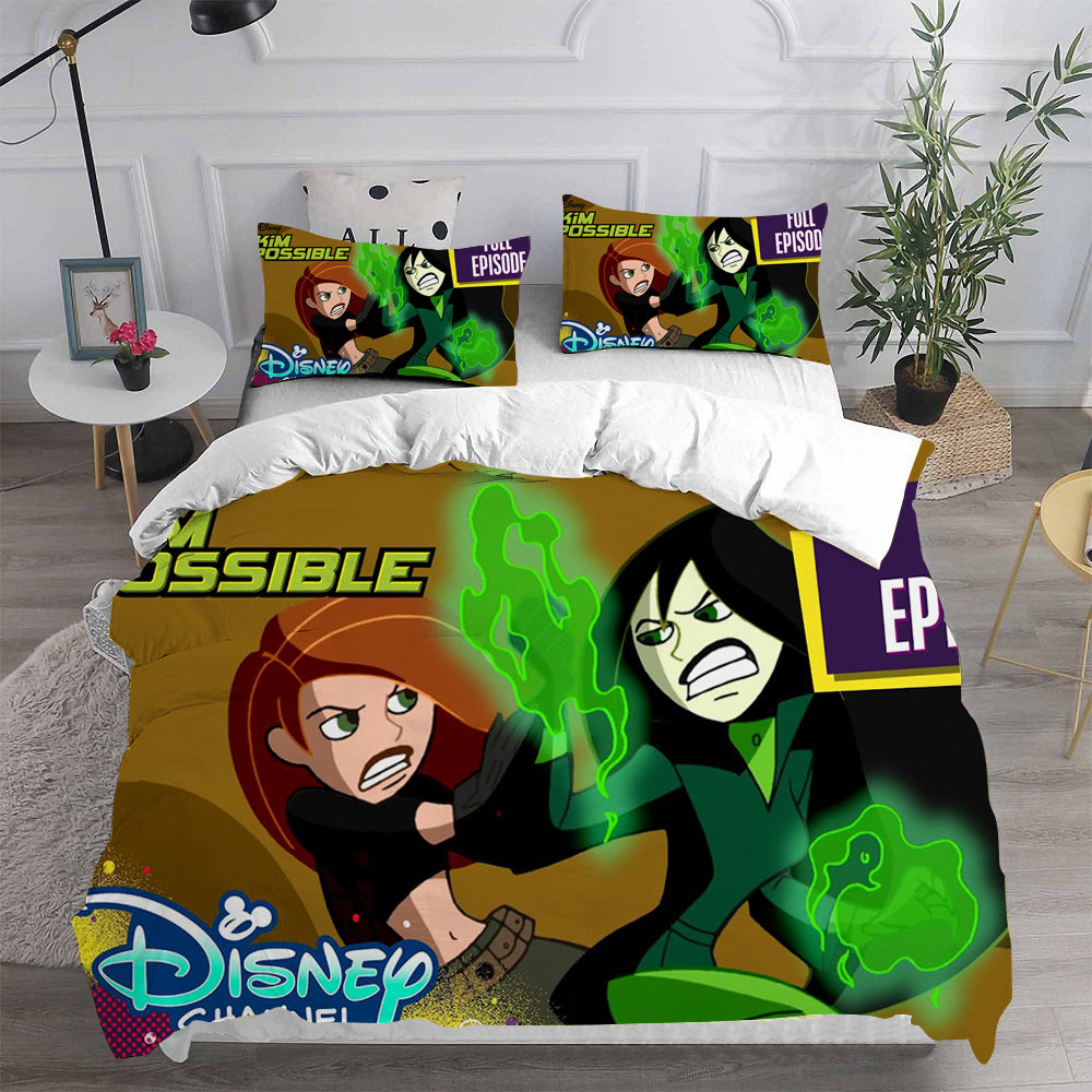 Kim Possible Cosplay Bedding Set Duvet Cover Pillowcases Halloween Home Decor