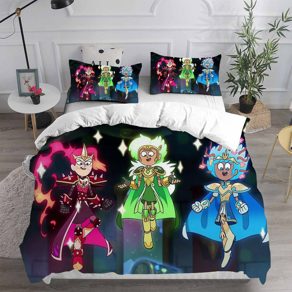 Amphibia Teen Girl in a Frog World Cosplay Bedding Set Duvet Cover Pillowcases Halloween Home Decor