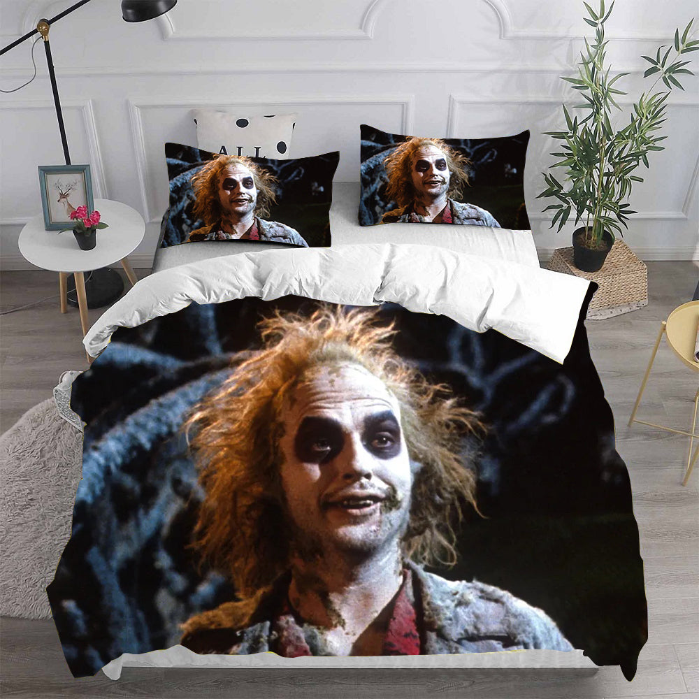 Beetlejuice Cosplay Bedding Set Duvet Cover Pillowcases Halloween Home Decor