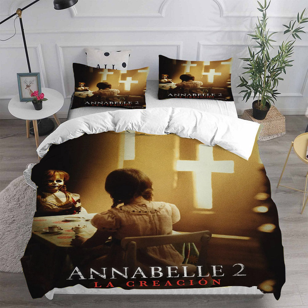 Annabelle Cosplay Bedding Set Duvet Cover Pillowcases Halloween Home Decor