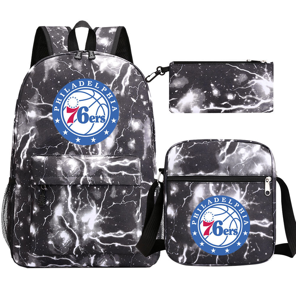 Philadelphia 76ers Basketball School Backpack Shoulder Bag Pencil Bags 3pcs Set