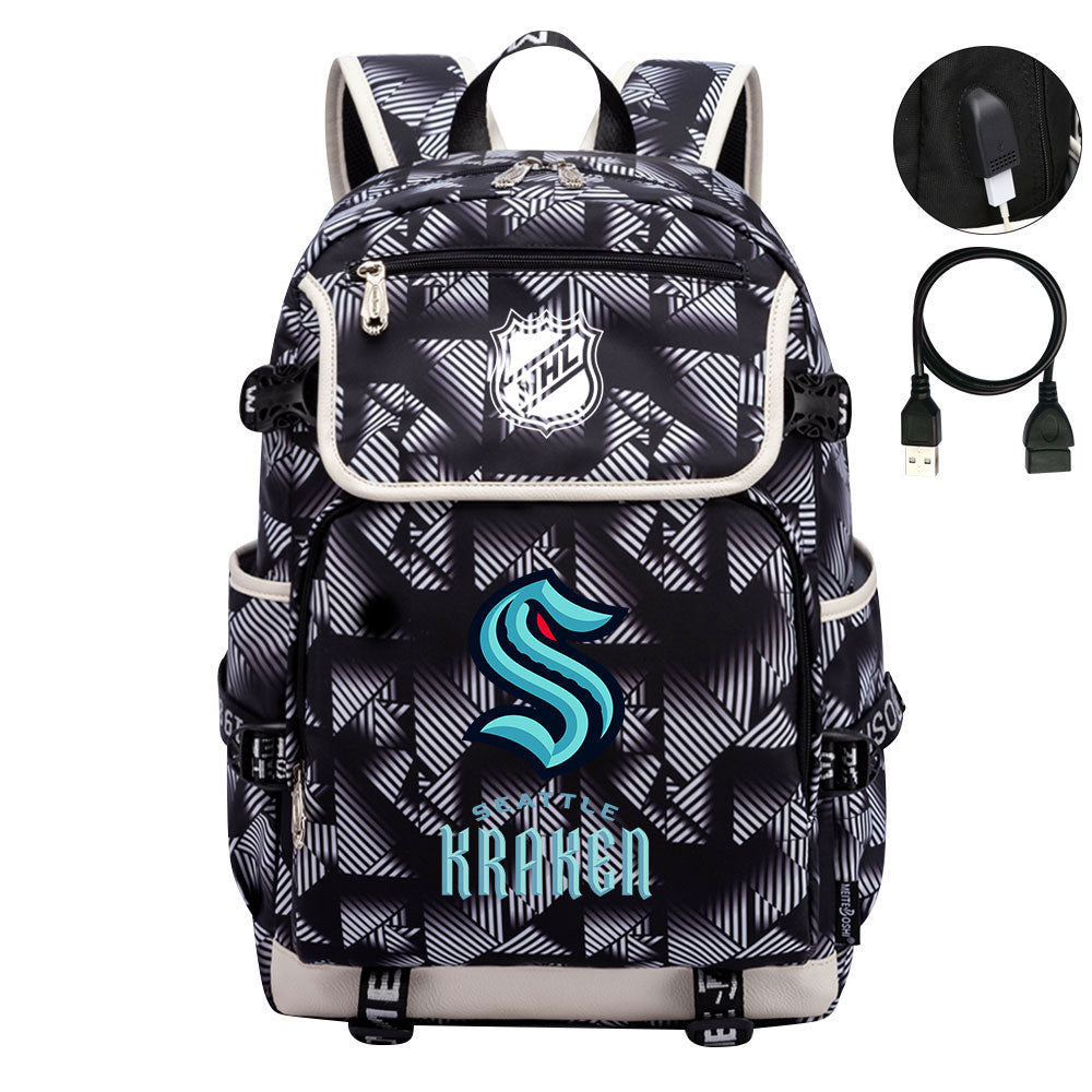 Seattle Kraken Hockey League Backpack School Notebook Travel Bags