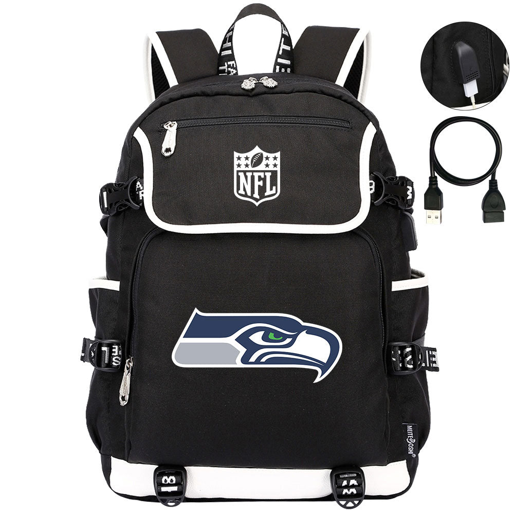 Seattle Seahawks Football Rugby Backpack School Notebook Travel Bags