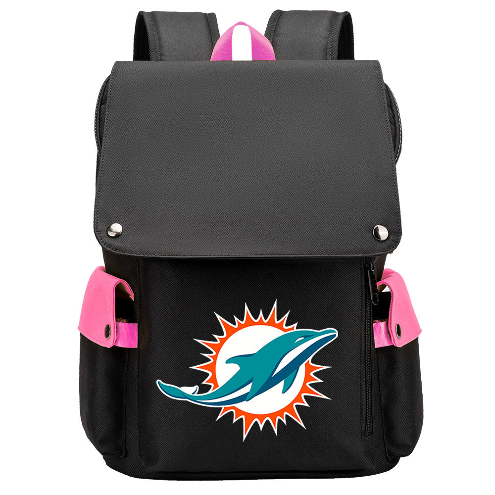 Miami Dolphins Football Team Rugby Laptop Backpack Oxford School Bag