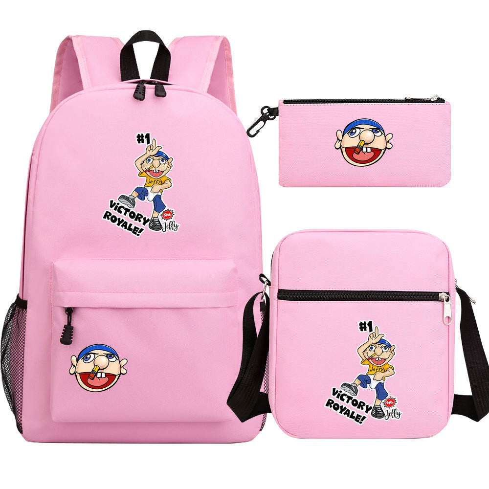 Jeffy School Backpack Shoulder Bag Pencil Bags 3pcs Set