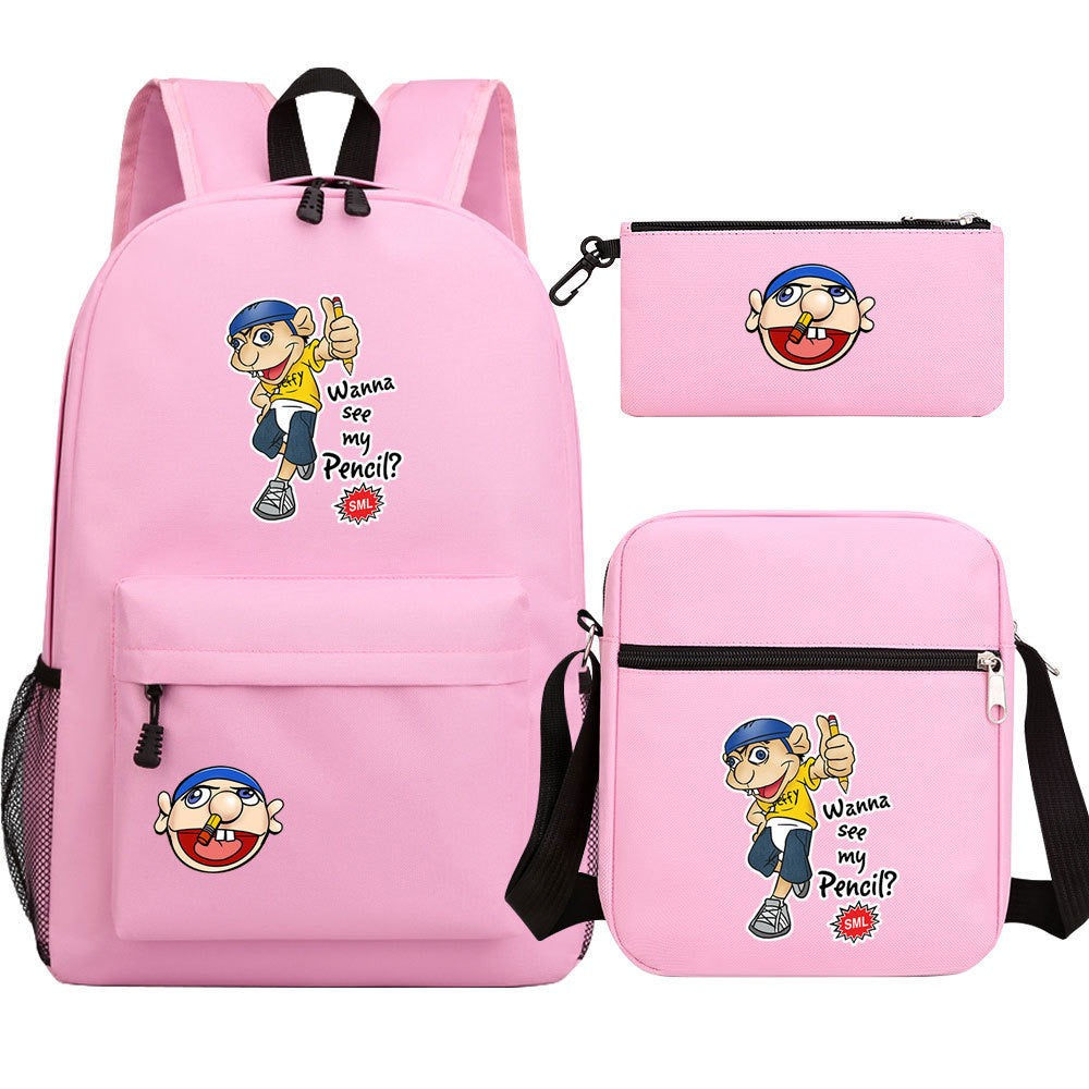 Jeffy School Backpack Shoulder Bag Pencil Bags 3pcs Set
