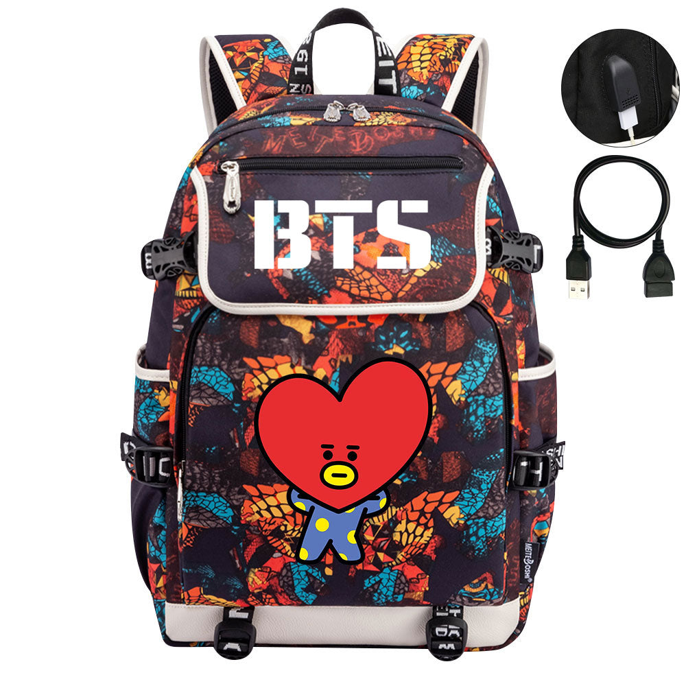 BTS TATA Backpack School Notebook Travel Bags
