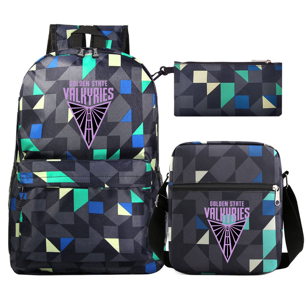 Golden State Valkyries Basketball School Backpack Shoulder Bag Pencil Bags 3pcs Set