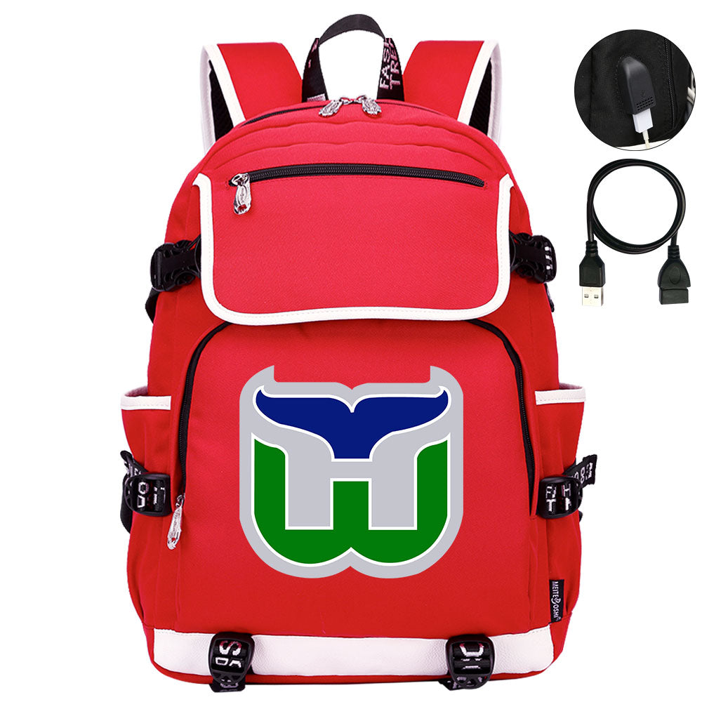 Hartford Whalers Hockey League Backpack School Notebook Travel Bag