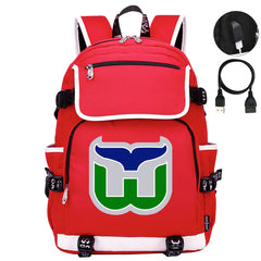 Hartford Whalers Hockey League Backpack School Notebook Travel Bag