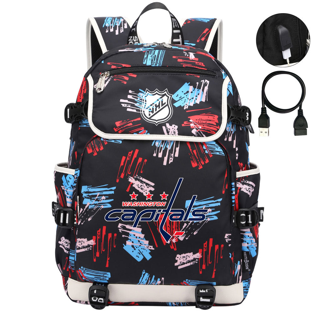 Washington Capitals Hockey League Backpack School Notebook Travel Bag