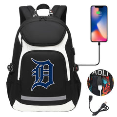 Detroit Tigers Backpack School Notebook Travel Bags With USB