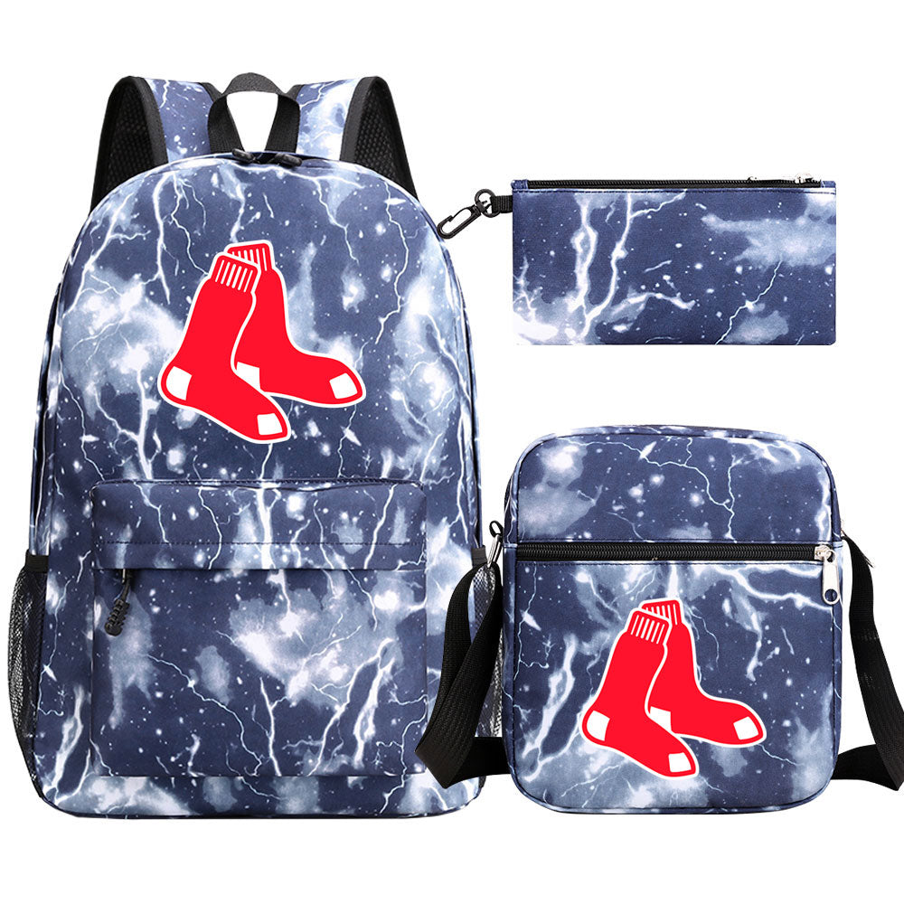 Boston Red Sox Baseball School Backpack Shoulder Bag Pencil Bags 3pcs Set