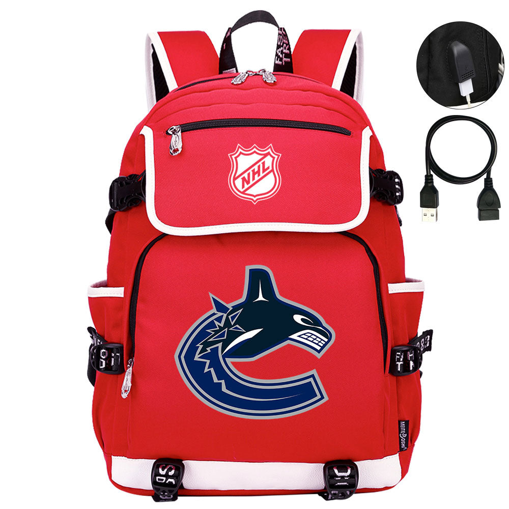 Vancouver Canucks Hockey League Backpack School Notebook Travel Bag