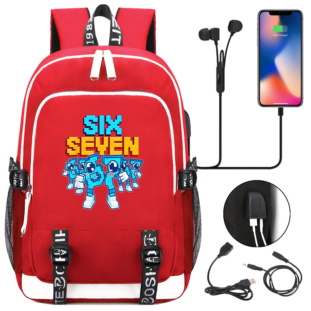 Steal a Brainrot 67 USB Charging Backpack School Note Book Laptop Travel Bags