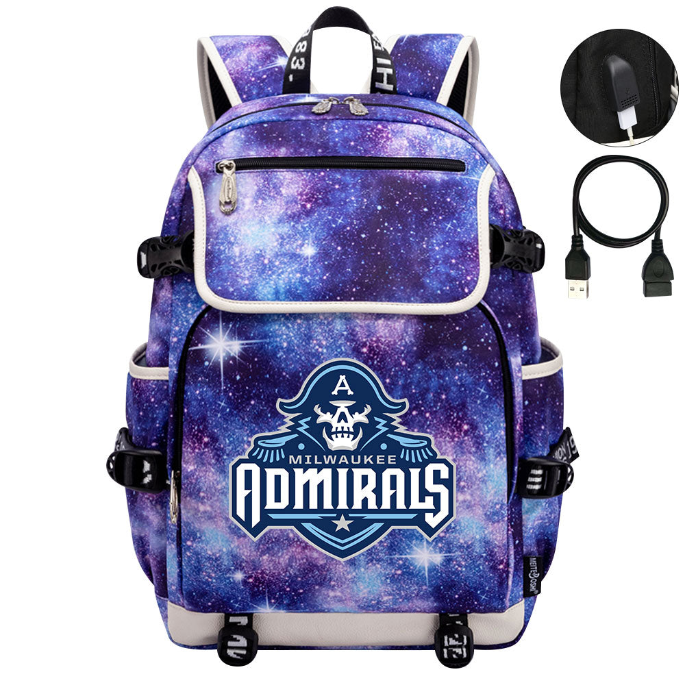 Milwaukee Admirals Hockey League Backpack School Notebook Travel Bag