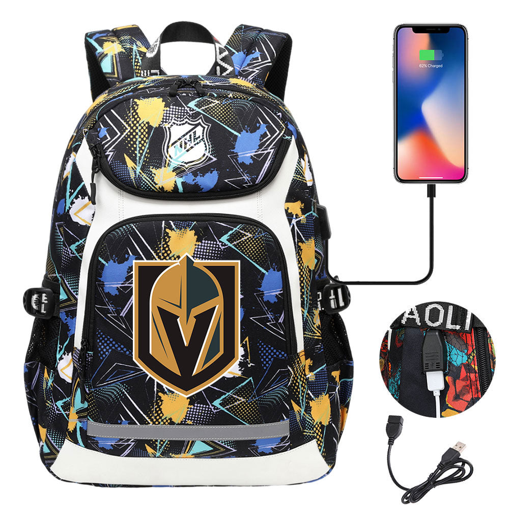 Vegas Golden Knights Hockey League Backpack School Notebook Travel Bags With USB