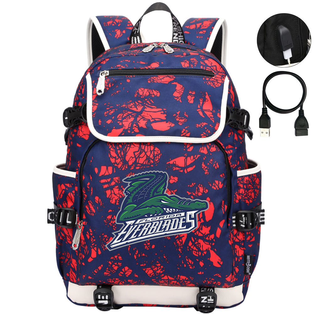 Florida Everblades Hockey League Backpack School Notebook Travel Bag