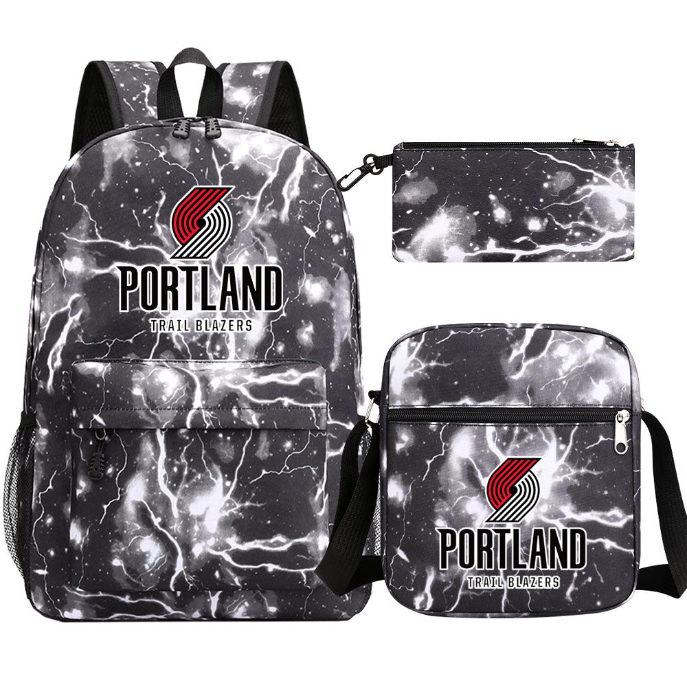 Portland Trail Blazers Basketball School Backpack Shoulder Bag Pencil Bags 3pcs Set