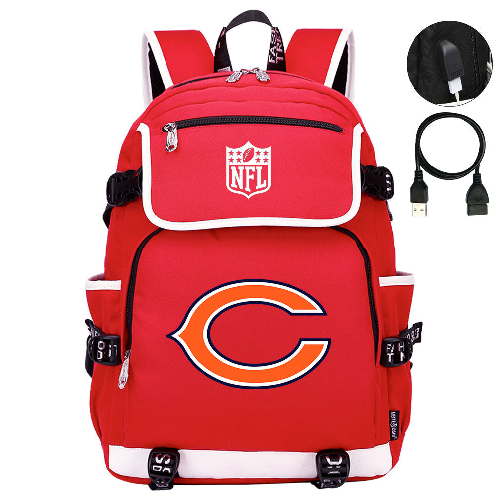 Chicago Bears Football Team Rugby Backpack School Notebook Travel Bag