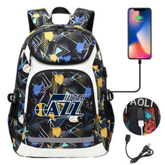 Utah Jazz Backpack School Notebook Travel Bags With USB