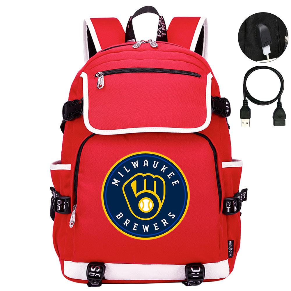 Milwaukee Brewers Backpack School Notebook Travel Bags
