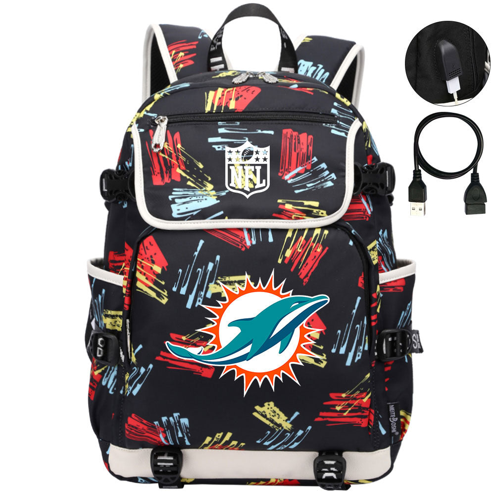 Miami Dolphins Football Rugby Backpack School Notebook Travel Bags
