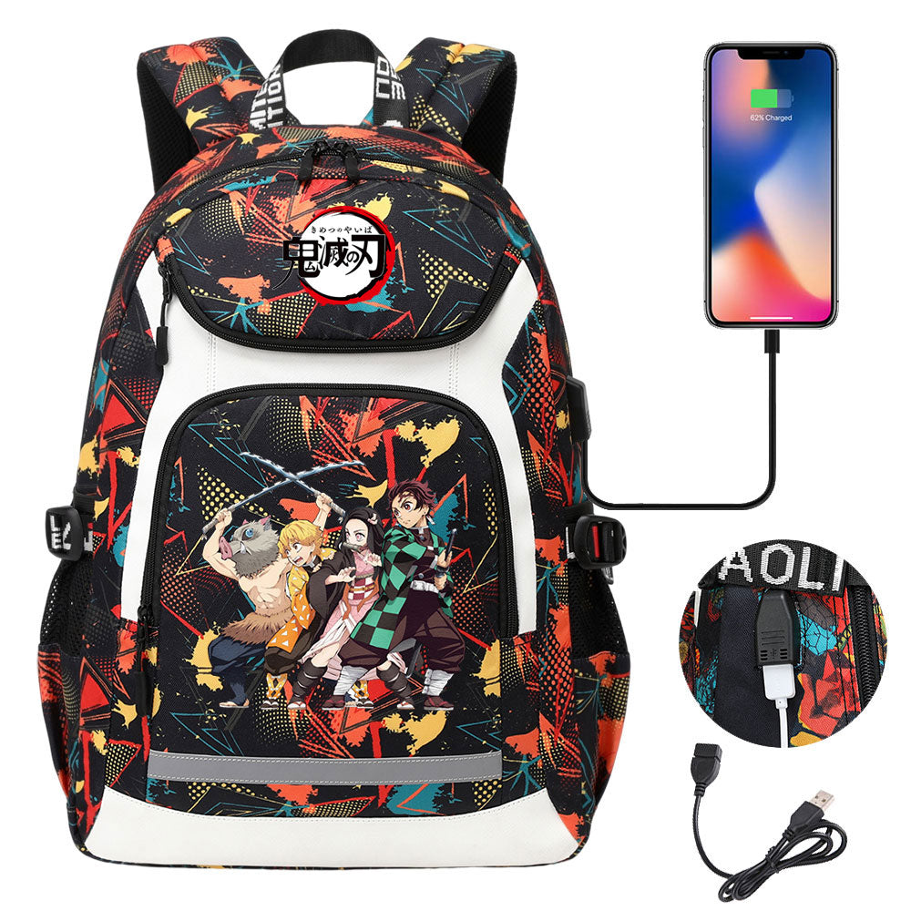 Demon Slayer Kimetsu No Yaiba Backpack School Notebook Travel Bags With USB