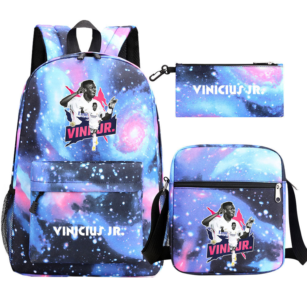 Vinicius Junior Football Player School Backpack Shoulder Bag Pencil Bags 3pcs Set