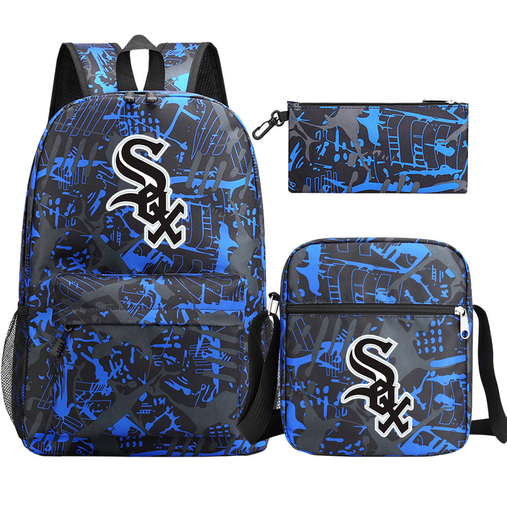 Chicago White Sox Baseball School Backpack Shoulder Bag Pencil Bags 3pcs Set