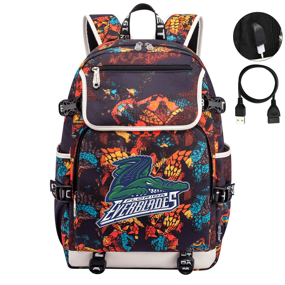 Florida Everblades Hockey League Backpack School Notebook Travel Bag
