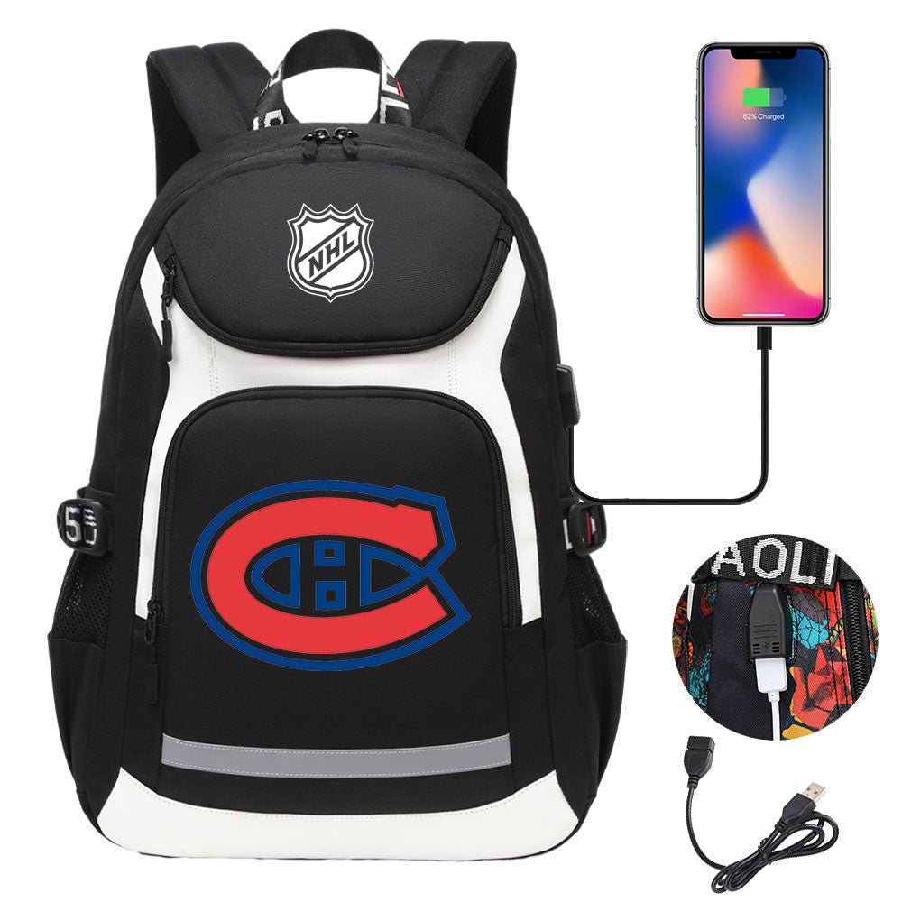 Montreal Canadiens Hockey League Backpack School Notebook Travel Bags With USB