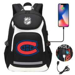 Montreal Canadiens Hockey League Backpack School Notebook Travel Bags With USB
