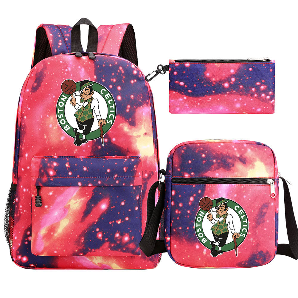 Boston Celtics Basketball School Backpack Shoulder Bag Pencil Bags 3pcs Set