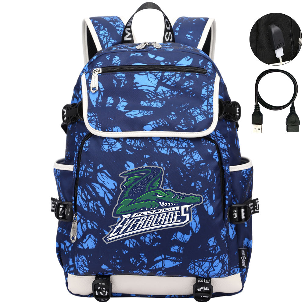 Florida Everblades Hockey League Backpack School Notebook Travel Bag